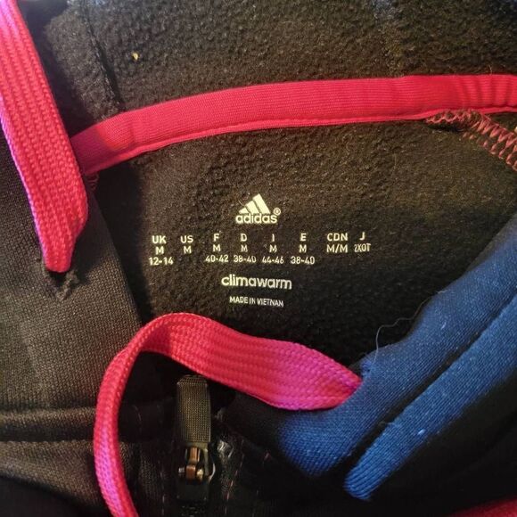 ADIDAS Climawarm Women's Size Medium Full-Zip Long-Sleeve Fleece Jacket Pink and - Picture 5 of 5